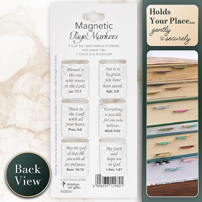 Christian Art Gifts Magnetic Scripture Bookmark Set for Women: Blessings - Inspirational Botanic Butterfly-Themed Mini Magnetic Bible Verse Pagemarker Set of 6 for Bibles and Books, Size 1" x 0.8"