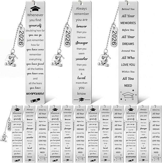 Skyygemm 15 Pcs 2026 Graduation Bookmarks Senior Graduation Gifts Bulk Class of 2026 Congrats Grad Gifts Bulk for Him Her Classroom Students Grad Party Favors