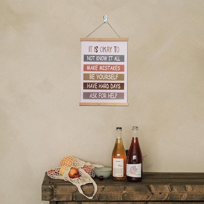 BUPOfromcn It is Okay - Boho Classroom Decor Classroom Poster Classroom Quotes Be Yourself Playroom Decor Child Art Teacher Gift Poster Classroom Wall Art Prints 12x16 School Bedroom Crafts