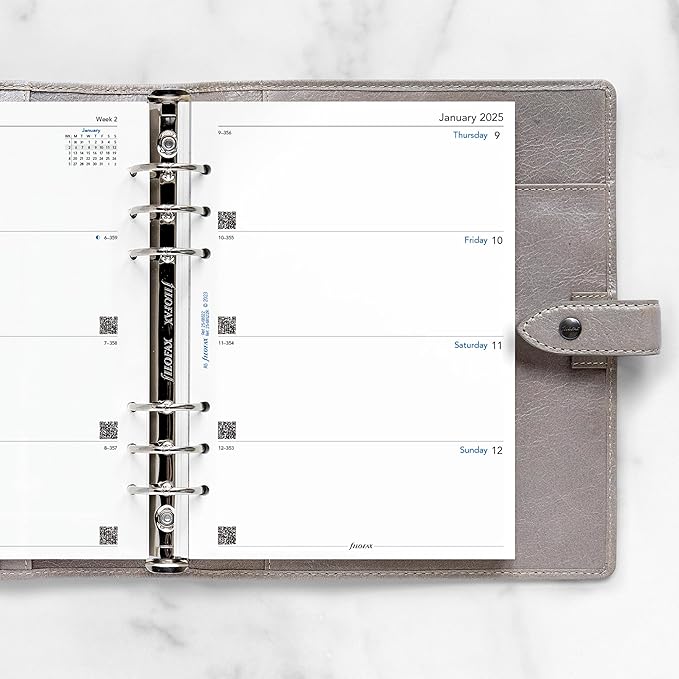 Filofax Calendar Diary Refill, A5 Size, Week-to-View, White Paper, Unruled, English, 2025 (C68522R-25)