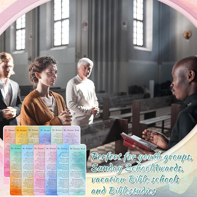 Skyygemm 240 Pcs Romans Road to Salvation Bookmarks 6 x 2 Gospel Tracks Religious Bookmarks Bulk Watercolor Christian Tracts Romans Road Scripture Gift for Church Pastor Men Women