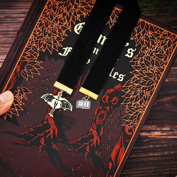 Vintage Witchy Fourth Wing Bookmark with Dragon Pendant, 4th Wing Wicked Ribbon Bookmarks Accessories, Gifts for for Reading Women, Men, Book Lovers, Girls, Teens, Teachers and Students