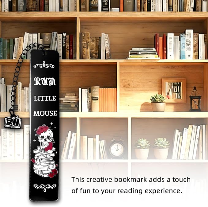 2Pcs Dark Romance Bookmark Funny Gifts for Women Men Book Lover Cute Metal Book Mark Stainless Steel Bookmark Skull Rose Reading Lover Accessories Unique Friend Coworker Valentines Day Gifts