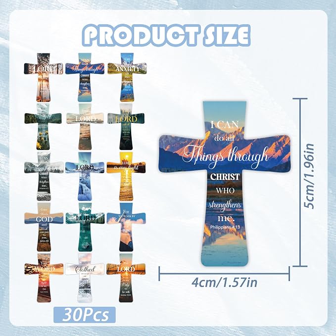 Christian Magnetic Bookmarks for Men, 30 Pcs Bible Cross Magnet Bookmark Clips for Reading, Scripture Faith Book Marks, Inspirational Religious Gifts for Christians Church Members