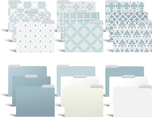 Better Office Products Decorative File Folders, 18 Pack Letter Size, Floral & Solid Designs, Heavyweight Laminated Cute File Folders, Pretty File Folders, File Folders Decorative with 1/3 Cut Tabs