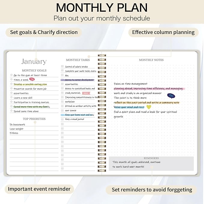 2026-2027 Monthly Planner - 2 Year Monthly Planner 2026-2027, Jan 2026 - Dec 2027, 7" x 9", 2 Year Calendar with 24 Month, Twin-wire Binding, Note Pages, Beige