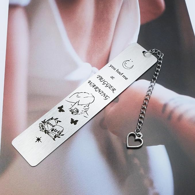 Smutty Book Lovers Gifts, Trigger Warning, Dark Romance Good Girl Book Reader Gifts for Sister Bestie Spicy Bookmark for Women Funny Bookish Bookworm Gifts Christmas Birthday