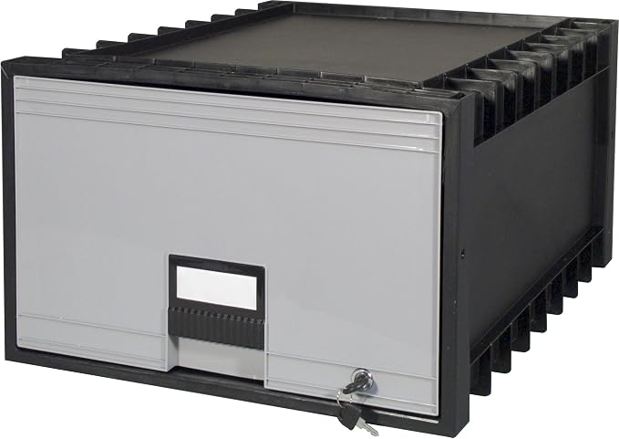 Storex 24-Inch Archive Locking Storage Box for Legal Size Files, Black/Grey (61155U01C)