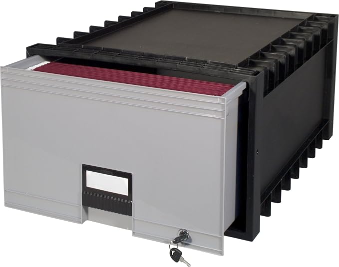 Storex Legal Size Archive Storage Drawer with Lock, 24-Inch Depth, Black/Gray (STX61402U01C)