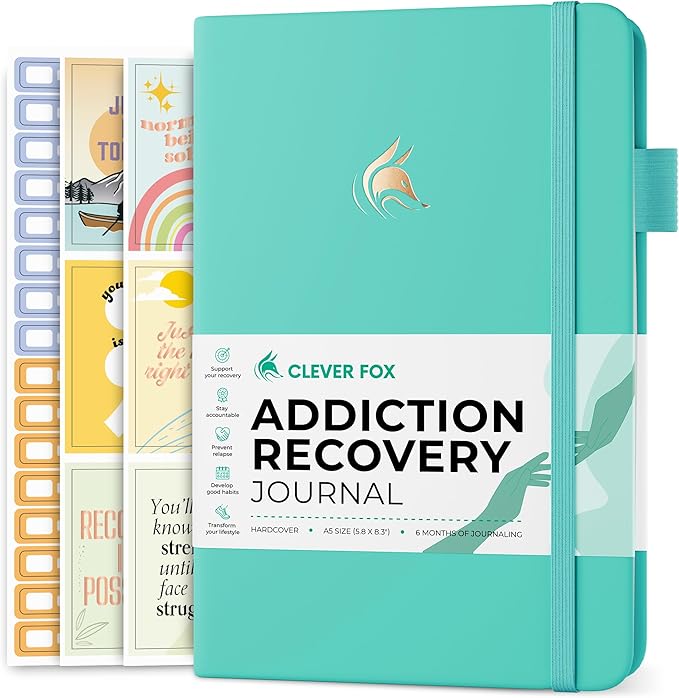 Clever Fox Addiction Recovery Journal – Addiction Treatment Planner & Workbook – Daily Sobriety Journal for Recovery Progress, A5 (Turquoise)
