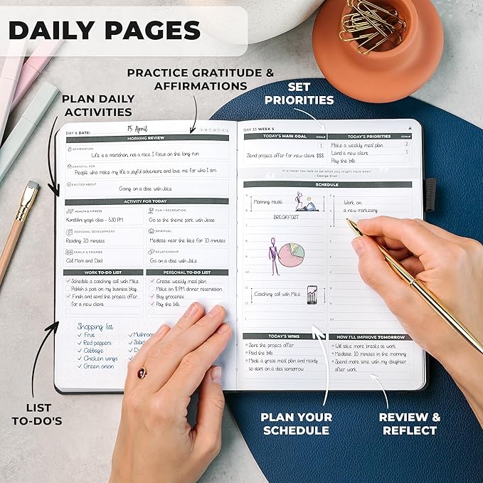 Clever Fox Ultimate Achiever’s Goal Planner - Focus & Productivity 90 Day Journal. Undated Daily Weekly Monthly Planner Organizer & Hourly Schedule Notebook - Hardcover, A5 Size, Onyx Black