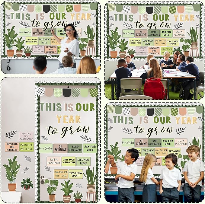 gisgfim This is Your Year Bulletin Board Decorations Greenery Plant Paper Cutouts Eucalyptus Inspirational Bulletin Board Set for Welcome Back to School Nursery Chalkboard Door Wall Decor Supplies