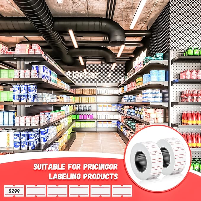 MotBach 8000Pcs 10Rolls Price Stickers Price Tags Labels for Mx-5500 Labeller, White Price Gun Labels Stickers Tags White Pricemarker Machine Sticker Label tag