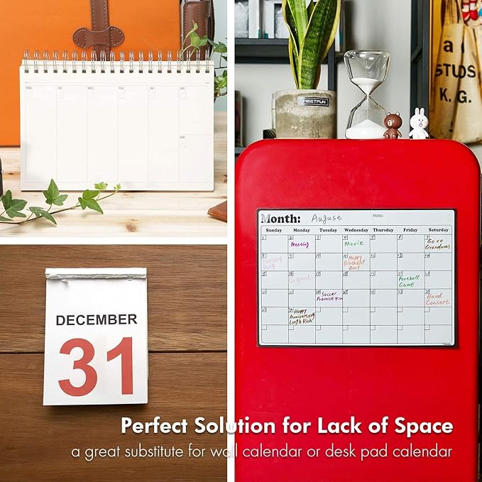 Volcanics Fridge Calendar Magnetic Dry Erase Whiteboard for Refrigerator Planners 11.5 Inches X 14.7 Inches