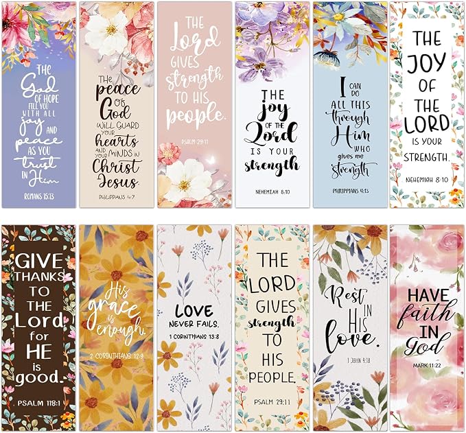 Bible Verse Bookmarks Gifts - 120 Pcs Christian Flower Bookmark Paper Scripture Religious Book Marks Page Clip Inspirational Gift for Women Men Church Book Lovers Reading Bookish Supplies