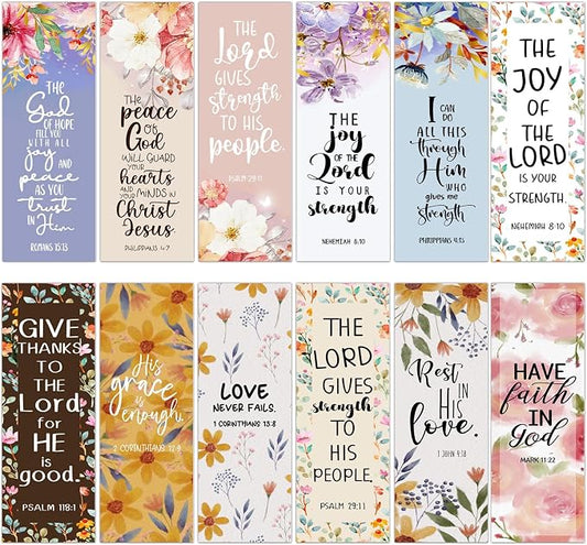 Bible Verse Bookmarks Gifts - 120 Pcs Christian Flower Bookmark Paper Scripture Religious Book Marks Page Clip Inspirational Gift for Women Men Church Book Lovers Reading Bookish Supplies