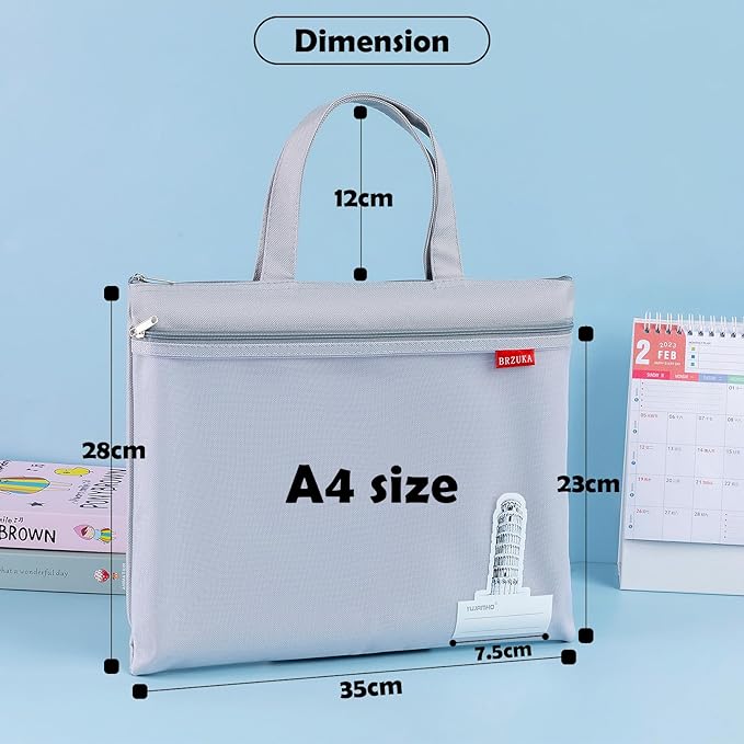 Mesh Zipper Pouch 11x13.7 in, A4 Double Pocket Waterproof File Bag with Handle, Document Storage for School/Travel/Office/Cross Stitch/Puzzle (Gray)
