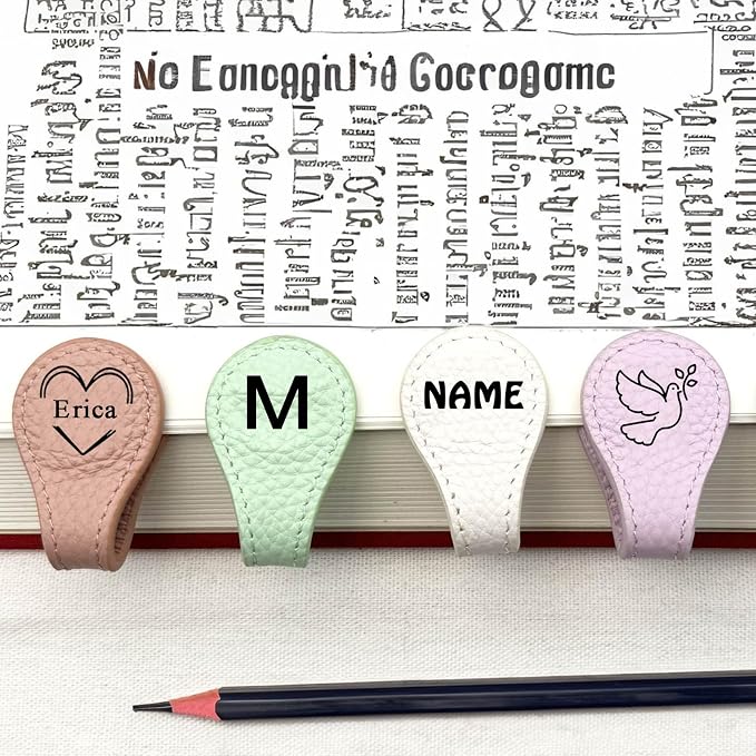 Personalized Leather Magnetic Bookmarks Vintage Custom Engraved Motivational Text Book Marker Clip Gift for Book Lover Readers Women Kids (Colorful Leather Magnetic Bookmark)