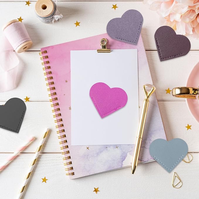 Sabary 40 Pcs Leather Heart Bookmarks Corner Bulk Page Markers for Women Teachers Students Book Lovers Cute Heart Shape Reading Gifts for Back to School Office Home Supplies(Stylish Color)