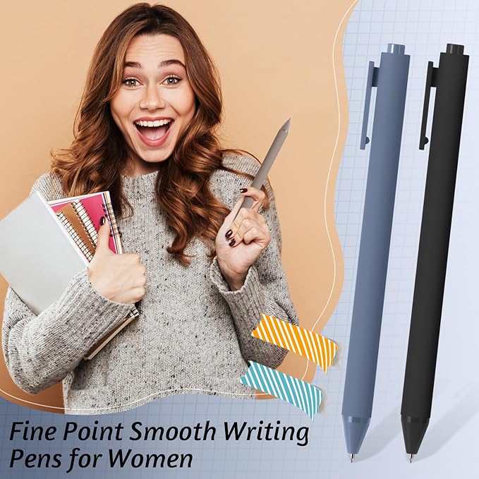 Crtiin 30 Pcs Gel Pens Bulk, 0.5mm Fine Point Black Ink Pens, Retractable Smooth Writing Quick Dry, Colored Aesthetic for School Office Journaling Teacher Appreciation Mother Day (Morandi Colors)