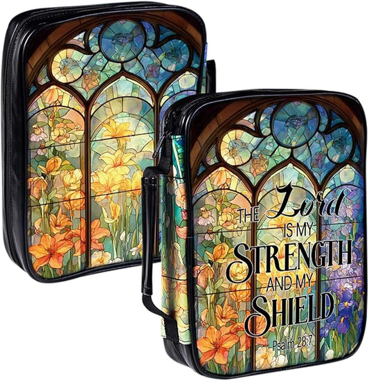 Bible Cover Case for Women Leather Bible Cases Bag Holder for Standard Size Gifts for Christmas Christian (Yellow and Purple, One Size)
