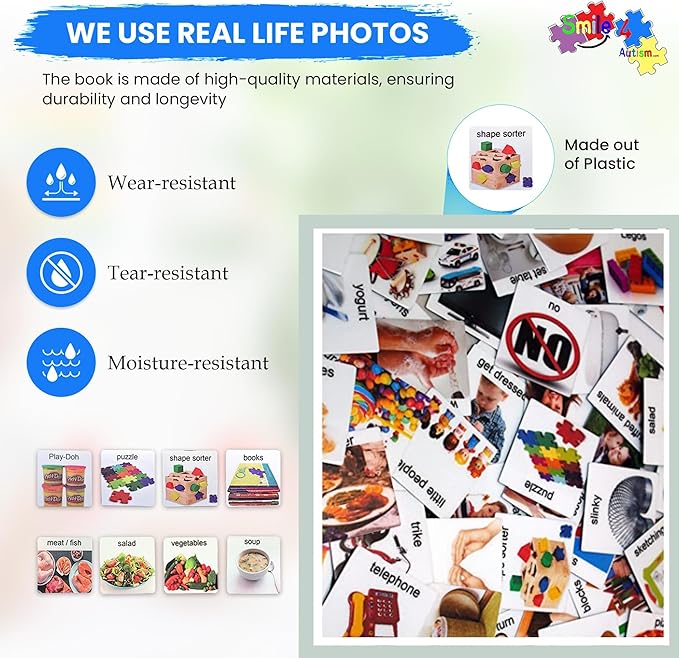 Smile4Autism Loose Visual Picture Cards, Receptive and Expressive Language, Speech Articulation Therapy, ASD, ADD, ADHD, Apraxia, & Stroke Patients (Prime-Small Plastic, Real Photos 166 Pcs.)