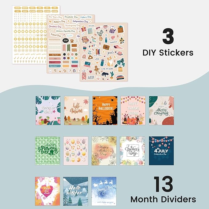 CAGIE 2026 Planner Weekly and Monthly Dec 2025–Dec 2026 Hardcover Planner with Pockets, 13 Month Large Blue Marble Calendar Planner with Stickers Tabs, Spiral Bound Yearly Calendar Planner for Women, 8.3" x 9.3"