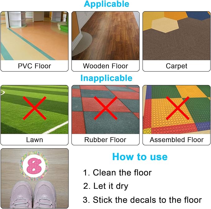 Wisdompro Line Up Spots for Classroom Floor, 42 Pcs 4 Inch Colorful Number Stickers Markers Line Up Dots Floor Decals for Back to School Preschool Kindergarten Elementary Classroom