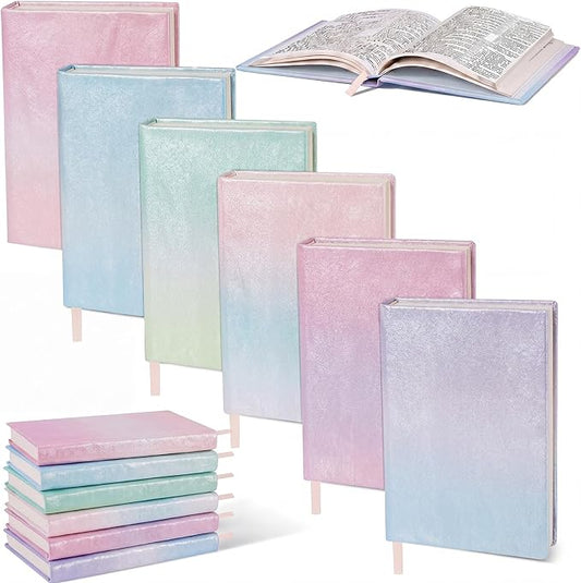 Gilprop 6 Pack Stretchable Jumbo Book Covers, Colorful Covers for Textbook Protection and Care, Washable Reusable Protective for Paperbacks Hardcover Books (Gradient,Pastel,6-9inch)