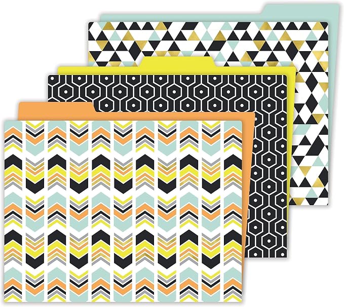 Carson Dellosa Aim High Decorative File Folders—11.75" x 9.5" Multi-Pattern Colored File Folders for Filing Cabinet, Office or Classroom File Organization (6-Pack)