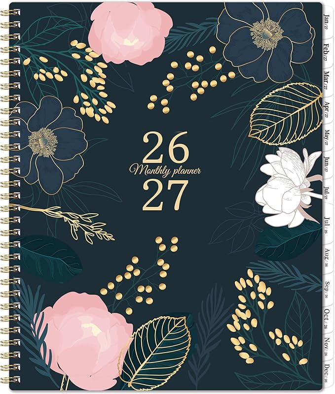 2026-2027 Monthly Planner - 18 Monthly Planner/Calendar 2026-2027, July 2026 - December 2027, 9‘’ x 11'', Months Tabs, Double-Sided Pockets, Twin-Wire Biding, Holidays, Notes Pages, Julian Dates
