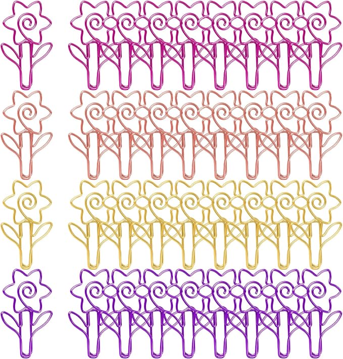 ELANE 36 pcs Paper Clips Bookmarks Dispenser Bookmark Memo Clip for School Teacher Office Supply Student Stationery. (Colorful-Sunflowers)
