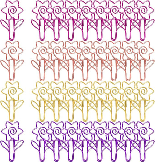 ELANE 36 pcs Paper Clips Bookmarks Dispenser Bookmark Memo Clip for School Teacher Office Supply Student Stationery. (Colorful-Sunflowers)