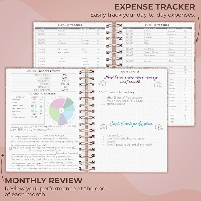 Clever Fox Budget Planner Spiral – Expense Tracker Notebook – Monthly Budgeting Organizer, Finance Logbook & Accounts Book to Control Your Money – Undated Bill Tracker, 6.3x8.4” - Rose Gold