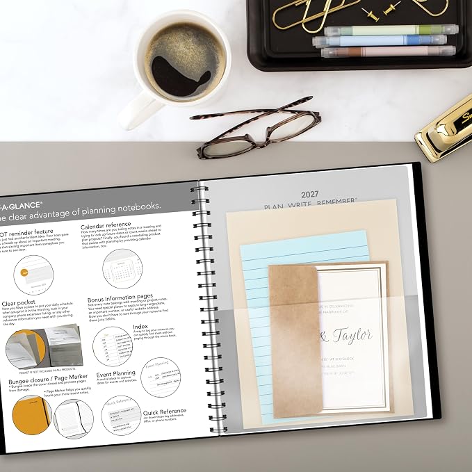 AT-A-GLANCE Undated Planning Notebook with Reference Calendars, 8.5" x 11", 168 Pages, Plan. Write. Remember., Black (7062090527)