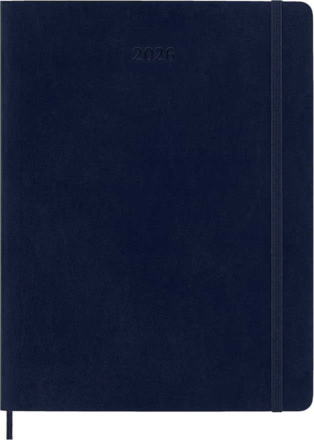 Moleskine Classic 12 Month 2026 Weekly Planner, Soft Cover, XL (7.5" x 9.75"), Sapphire Blue, 144 pages