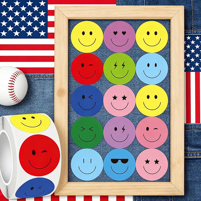 500 Pcs Happy Smiley Face Stickers - 1 Inch Smile Face Sticker Happy Face Stickers Round Emoticon Reward Labels for Kids Classroom, Teachers, Party Favors, Scrapbooking(Multi Colored Smile)