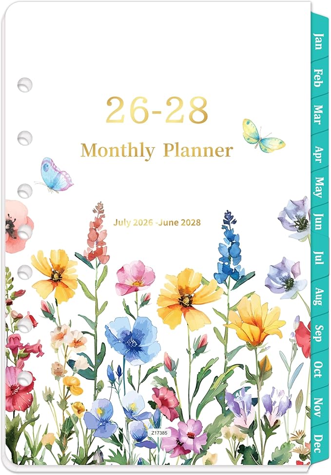 2026-2028 Monthly Planner Refill - 7-Hole Punched, A5 Planner Inserts, from Jul. 2026 - Jun. 2028, Planner Refills with 7-Hole Punched, 5-1/2" x 8-1/2", Two Pages Per Month,Monthly Tabs