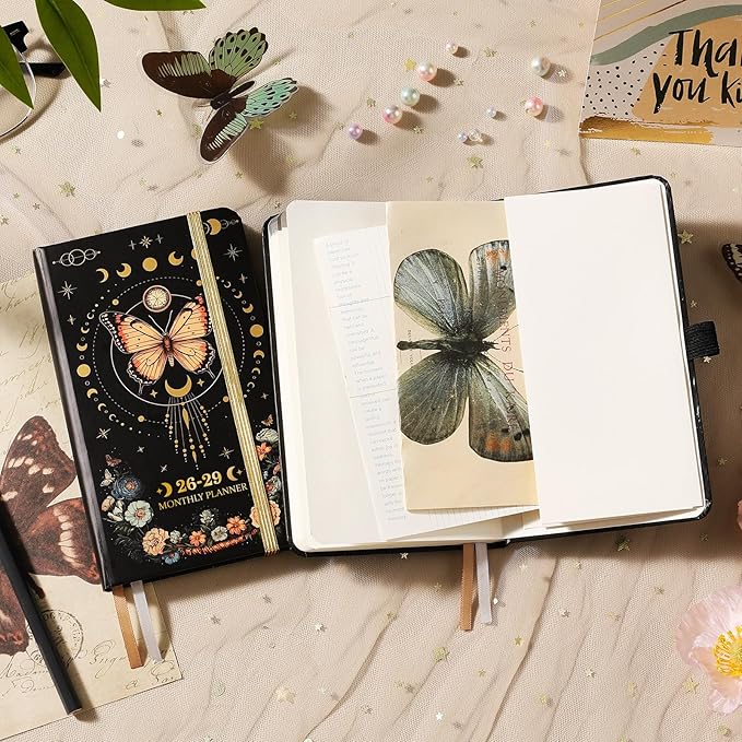2026-2029 Pocket Planner/Calendar - 3 Year Monthly Planner 2026-2029, July 2026 - June 2029(36 Months), 6.3" x 3.8", Monthly Calendar with Inner Pocket and 61 Notes Pages - Butterfly