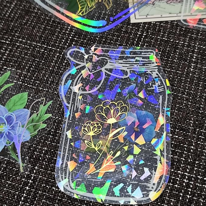62 Pcs DIY Bookmark Kit,Sprout Book Mark Making Kit,Include Clear Bookmarks and Glitter Dried Flower Sticker,Pressed Flower Bookmark kit for Book Lovers Friends Birthday Bless