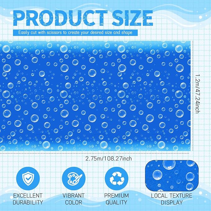 Hahafelt 1 Pack 47 x 108 Inch Fabric Bulletin Board Roll Waterproof Non Woven Classroom Background Decoration Resistant Bulletin Board for Back to School Wall Decor DIY Craft (Bubbles)