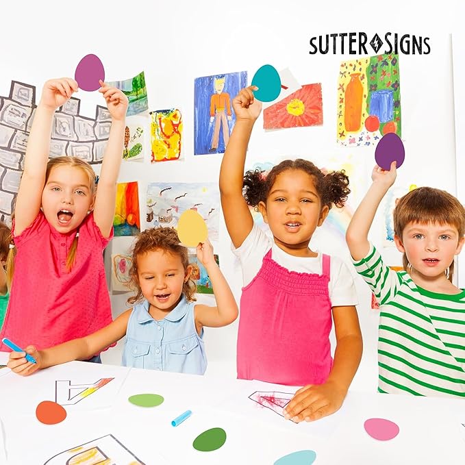 Easter Egg Cutouts 108pcs with Glue Dots | Paper Cut Out Shapes for Bulletin Board, Classroom Door Decor, Teacher Decorations, and Crafts