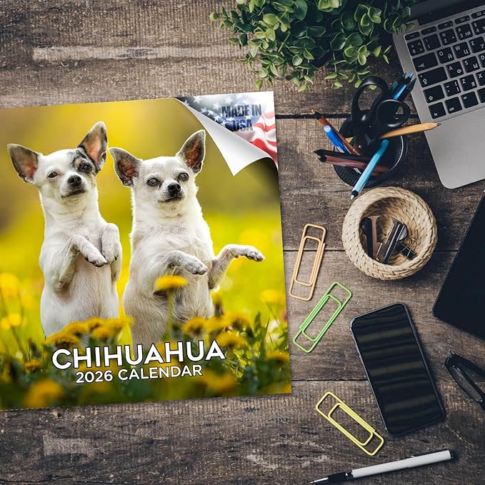 Chihuahua Calendar 2026 by MegaCalendars – Monthly Dog Breed Wall Calendar, Made in USA