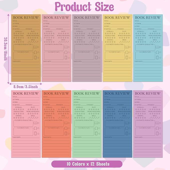 L1rabe Candy Book Review Bookmarks - Back to School 120Pcs Book Page Marker Reading Log for Readers Bookworm Bookish Gift, Reading Page Tracker for Students Teachers Women to Review & Tracker