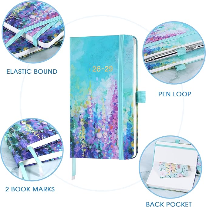 2026-2029 Pocket Planner - JUL 2026 - JUN 2029, 2026-2029 Pocket Calendar, Monthly Planner (36-Month) With 60 Notes Pages, 6.2" x 4", 3 Year Planners with Contacts, Holidays and Pen Holder, Painting