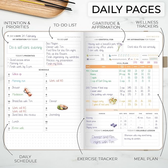 Clever Fox Wellness Planner Premium – Daily Lifestyle Journal to Support Health, Nutrition & Exercise – Healthy Living Journal with Meal, Exercise & Habit Trackers – Lasts 3 Months (Sandstone)