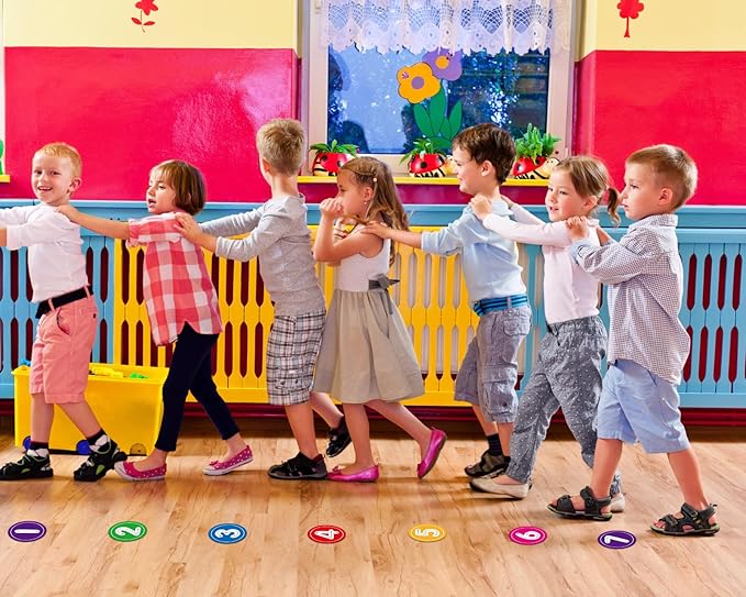 WhatSign 36PCS Number Markers - Line up Spots Dots Floor Decals for Classroom & Kindergarten