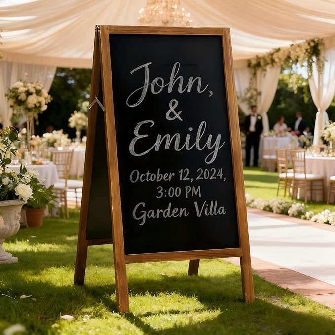 A-Frame Chalkboard Sign Large 40" x 20" Double-Sided Outdoor Foldable Blackboard Magnetic Wooden Sidewalk Signs Standing Board for Cafes & Events