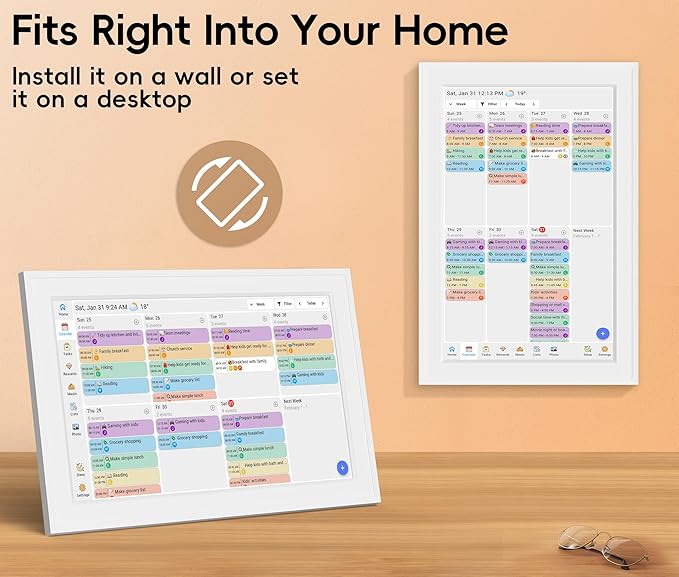 Digital Calendar, 10.1-inch Smart Wall Planner Electronic Calendar & Chore Chart, Smart Touchscreen Interactive Display for Family Schedules, Organize Your Daily & Family Routines, Desk & Wall Mount