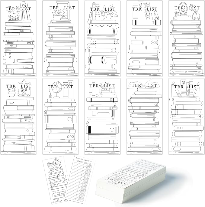 COcnny Reading Tracker Log Bookmarks - 100pcs Read List Book Mark for Reading Lovers, Color Your Own Timer Bookmark Bulk, Cute Bookish Items Study Records Tracker for Teacher Student Classroom Library